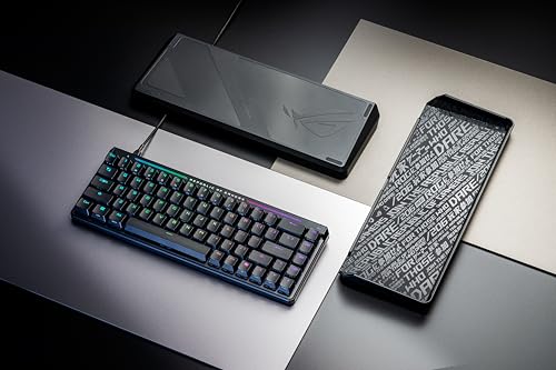 ASUS ROG Falchion RX Low Profile Wireless Gaming Keyboard – 65% Compact TKL, Tri-Mode Connectivity, ROG RX Red Optical Switches, RGB, Touch Panel, Keyboard Cover, PC/Mac Support - White