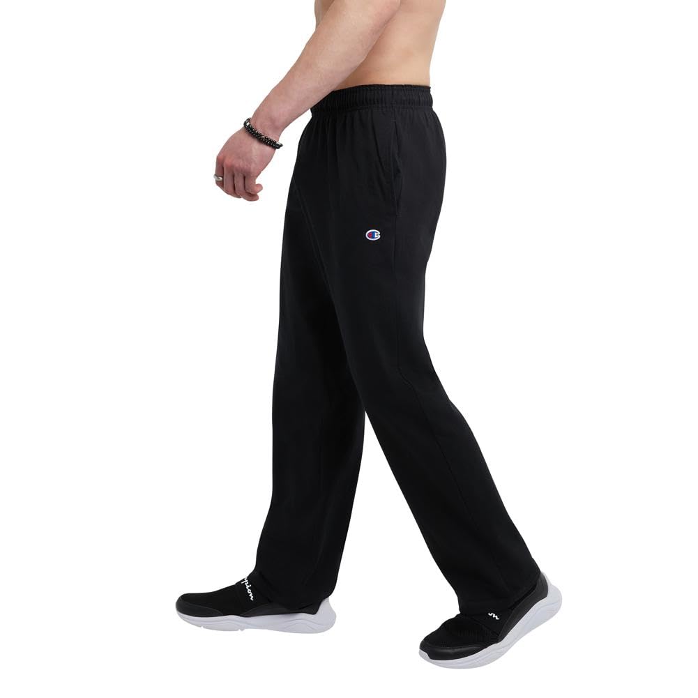 Champion Mens Pants, Everyday Cotton, Lightweight Open-hem Lounge For (Reg. Or Big & Tall) Pajama-bottoms, Black C Patch Logo, XX-Large US