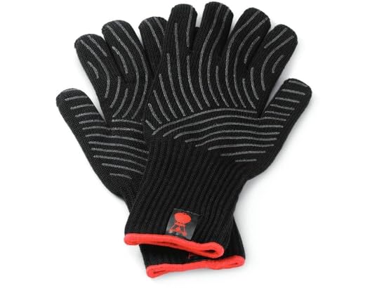 Weber Premium Grill Gloves - Size S/M, 1 Pair, made of Kevlar blend fabric, Black with Silicone knobs, protection against very high temperatures - Black (6669)