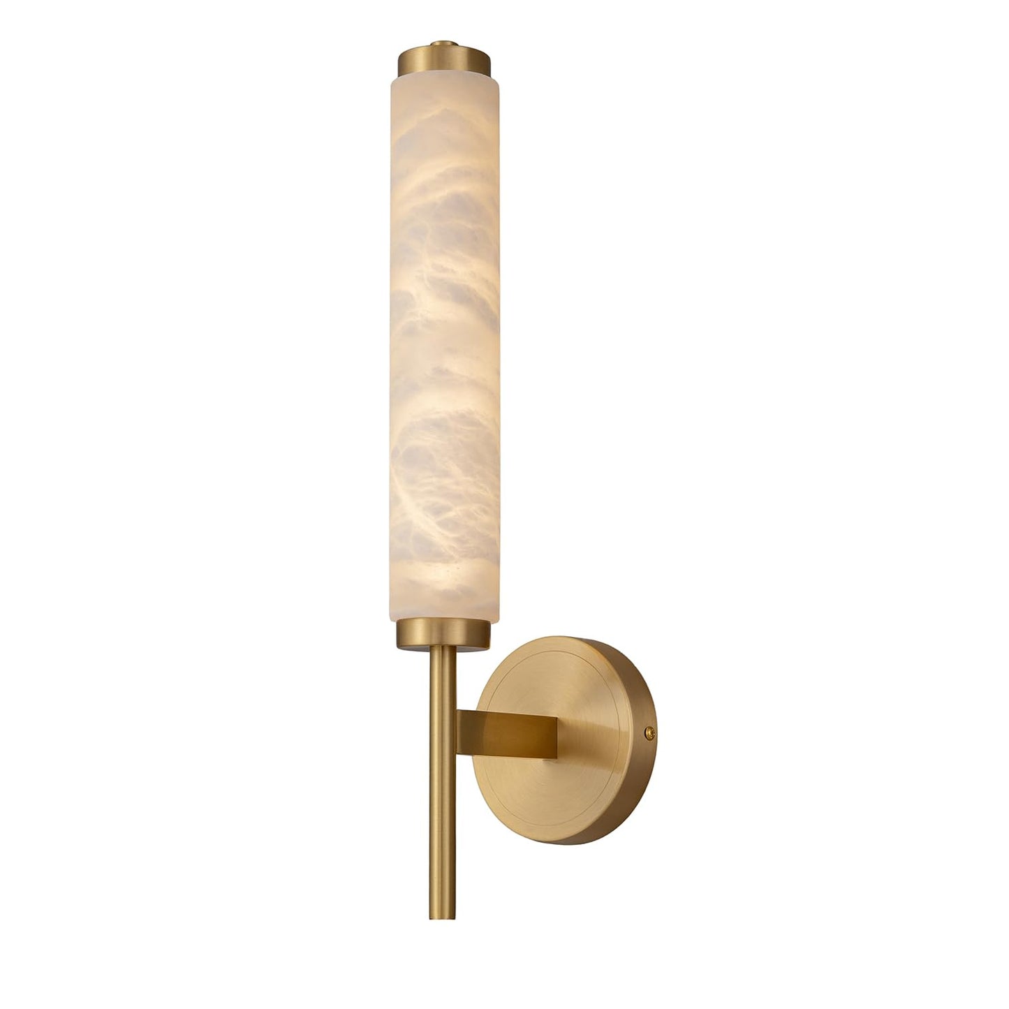 DZQWLL Alabaster Wall Sconce, Modern 18.5" Marble Wall Lamp, Bathroom Vanity Wall Light Fixtures, Brushed Brass Wall Lamp for Bedroom Mirror Living Room Bedside 8W Warm White Glow