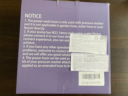 M MINGLE Pressure Washer Hose 50 FT x 1/4" - Replacement Power Wash Hose with Quick Connect Kits - High Pressure Hose with M22 14mm Fittings - 3600PSI