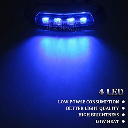 PSEQT 3.8'' Waterproof Boat Marine LED Lights Courtesy Interior Deck Light Navigation Transom Stern Cabin Lighting for Pontoon Fishing Boat Kayak Sailboat Bass Boat Vessel 12V 24V (Blue 4Pcs)