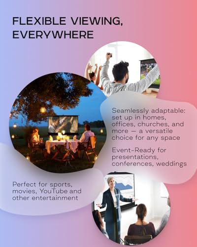 100 Inch Indoor and Outdoor Projector Screen with Stand for Movies or Presentations - HD Premium 16:9 Folding Free Tripod Screen with Carry Bag and Straps, Matte