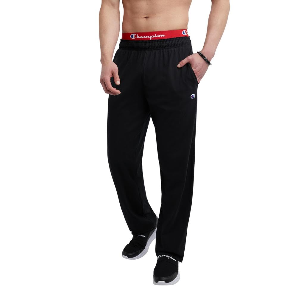 Champion Mens Pants, Everyday Cotton, Lightweight Open-hem Lounge For (Reg. Or Big & Tall) Pajama-bottoms, Black C Patch Logo, XX-Large US