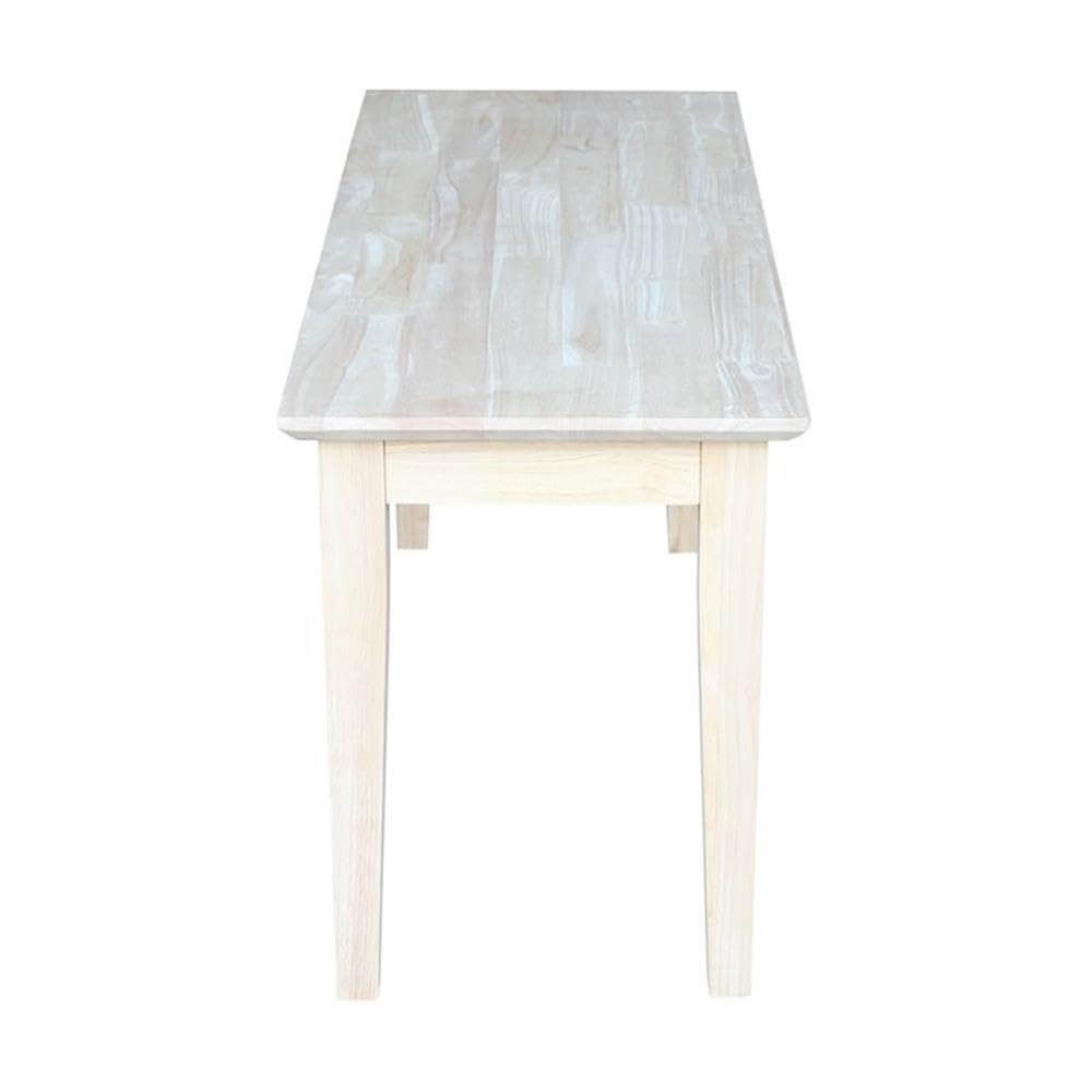IC International Concepts, Shaker Style Bench, 450 Wt. Capacity, Solid Real Wood, Sturdy Parawood,14 X 39 X 18, Minimum Assembly, DIY, Paint or Stain in Any Color, Unfinished