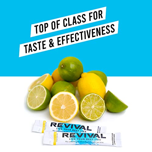 Revival Rapid Rehydration Electrolytes Powder - High Strength Vitamin C, B1, B3, B5, B12 Supplement Sachet Drink, Effervescent Electrolyte Hydration Tablets - 12 Pack Assorted Flavours