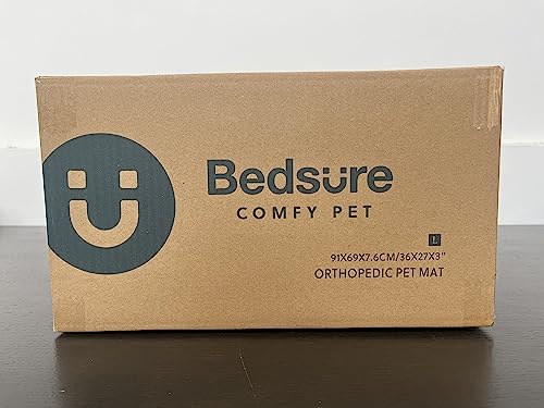 Bedsure Large Dog Bed Washable - Orthopedic Dog Bed and Mattress Mat for Dog Crate with Removable Plush Sherpa Cover, Gifts for Dog, Grey, 91x69x7.6cm