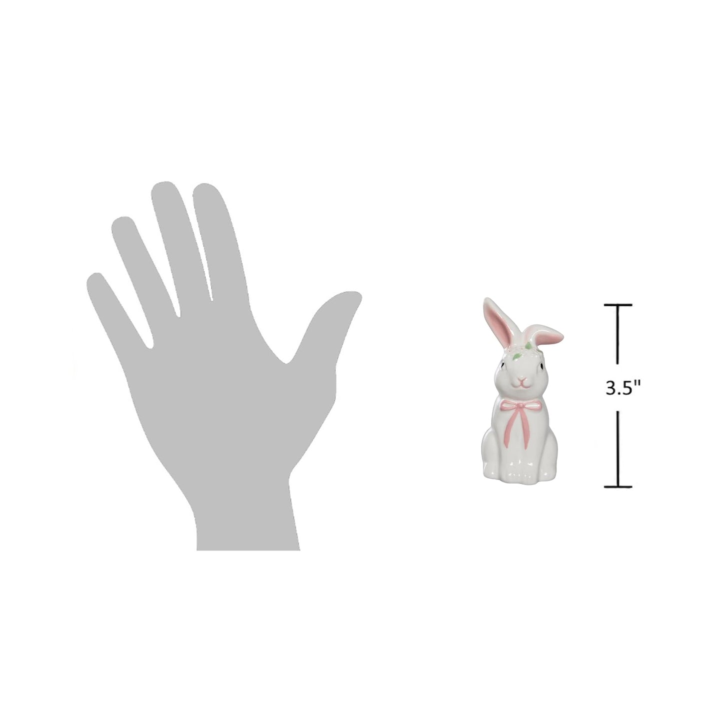 The Bridge Collection Ceramic Bunny Salt And Pepper Shaker Set – White Rabbit Shakers With Pink And Green Bow Details – Easter Table Decor And Spring Kitchen Accent