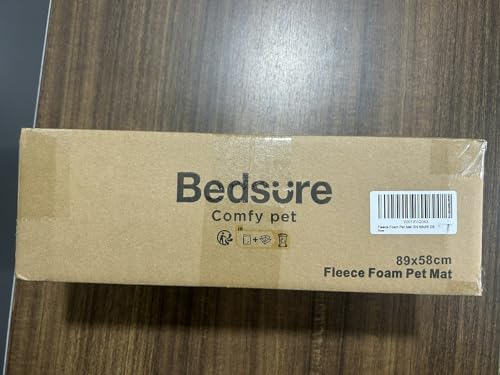 Bedsure Large Dog Bed Mat - Washable Fleece Foam Pet Bed Reversible Pet Mat, Large Dog Crate Mattress for Pets, 89x58cm, Dark Grey