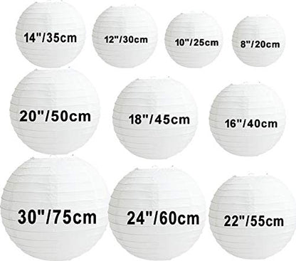 Time to Sparkle Tissue Paper Round Lanterns LampShade Lamp Shade Wedding Birthday Party Decoration | White, 30"(75cm) |