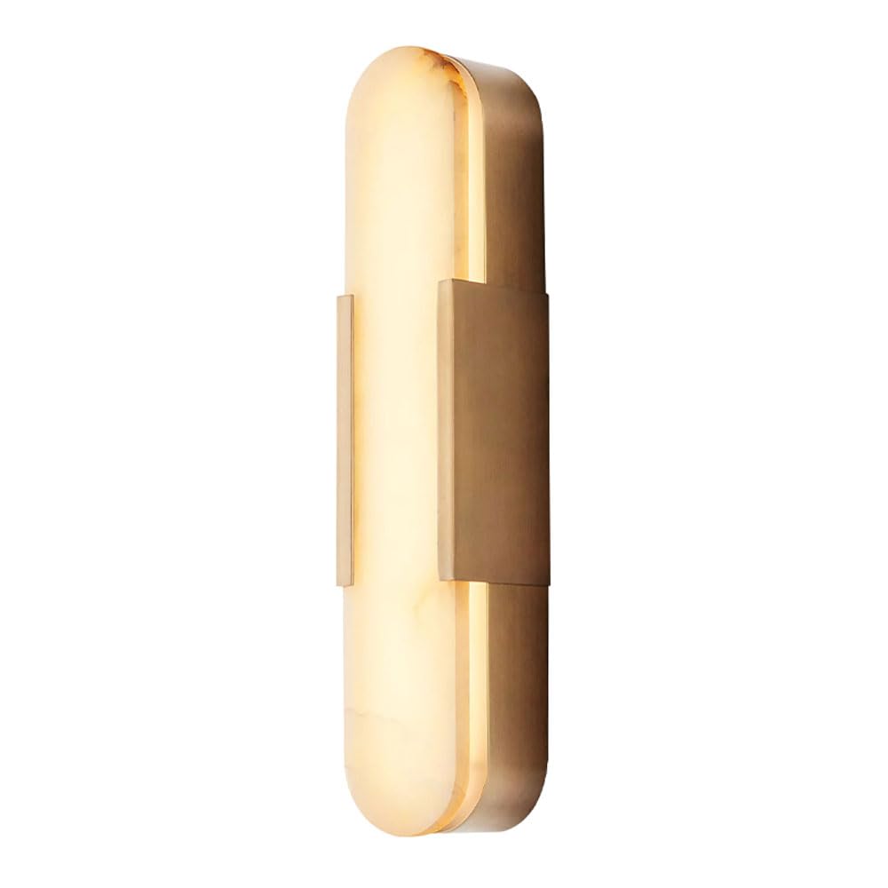 LTTKLMP 19.7" Natural Alabaster Wall Sconce Modern Brass Bedroom Bedside Marble Wall Lamp for Bathroom Indoor 7W LED Mirror Wall Light Vanity Light Fixtures Perfect for Hallway Living Room 3000K