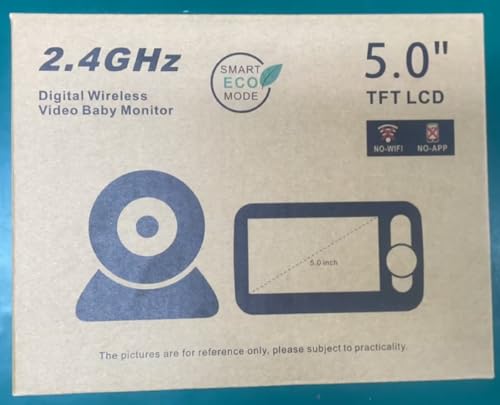 HelloBaby Monitor with Camera and Audio, 5'' Large Screen with 3500mAh Battery, Remote Pan-Tilt-Zoom Camera, Two-Way Talk, ECO-Mode, Auto-Night Vision, Range up to 960ft and No WiFi