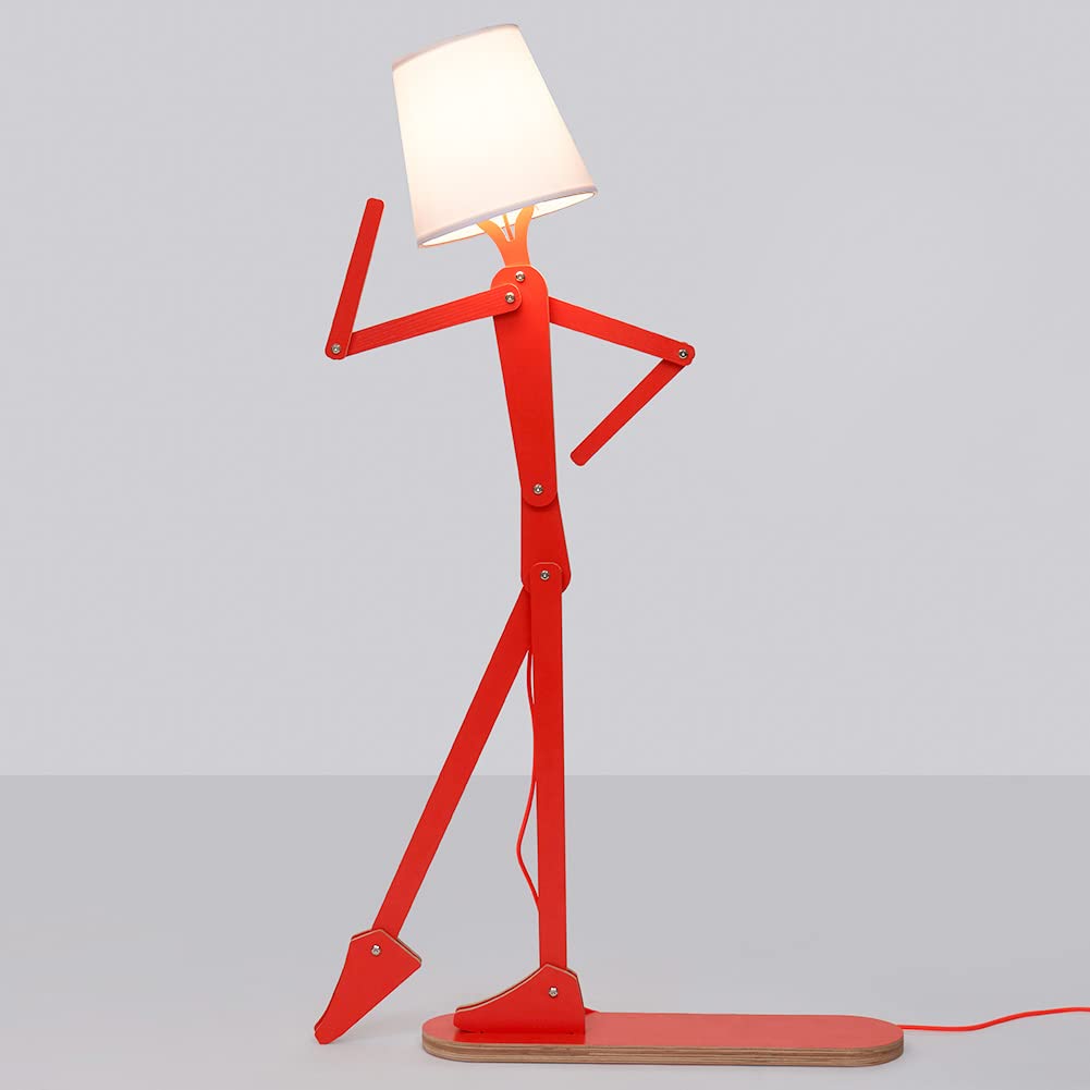 HROOME Cool Tall Floor Lamp for Bedroom, Living Room, Office, Kids Bedside - Unique Corner Decorative Reading Wood Standing Light with Creative Swing Arm Design - Orange Bulb Included