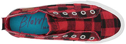 Blowfish Malibu Women's Play Slip On Sneaker, Red Buffalo Plaid