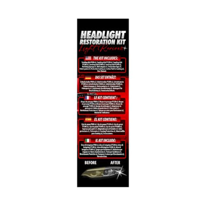 BassMotor Complete Kit for Polishing Dull and Worn Headlights for Car Restoration - Set for Cleaning and Sanding for ITV and Improved Visibility and Safety, Carbon Alumina
