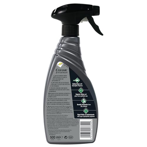 Turtle Wax Hybrid Solutions Ceramic 3-in-1 Detailer, Waterless Car Detailing Spray, 500ml, Pack of 1, Fruity Scent, Acts as a Car Wash, Ceramic Polish and Wax, Leaving a Long Lasting Shine