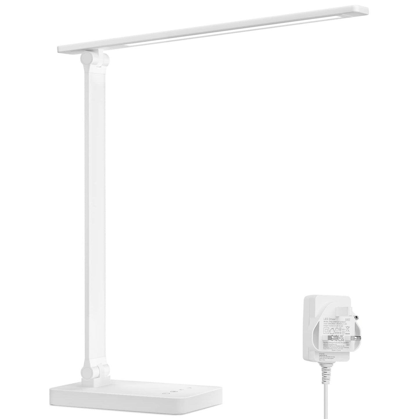 Lepro Desk Lamp, LED Desk Lamp with Power Adapter, 9.2W 800lm, Dimmable Desk Lamps Office, 5 Brightness Levels x 5 Colour Modes, Touch Control Daylight Lamp for Office, Study, Bedroom, Nails, Reading