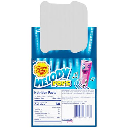 Chupa Chups Melody Pop, Halloween Trick or Treat Candy Variety Pack, Assorted Flavors, Whistle Lollipops, Individually Wrapped Candy, 30 Count Showbox Case