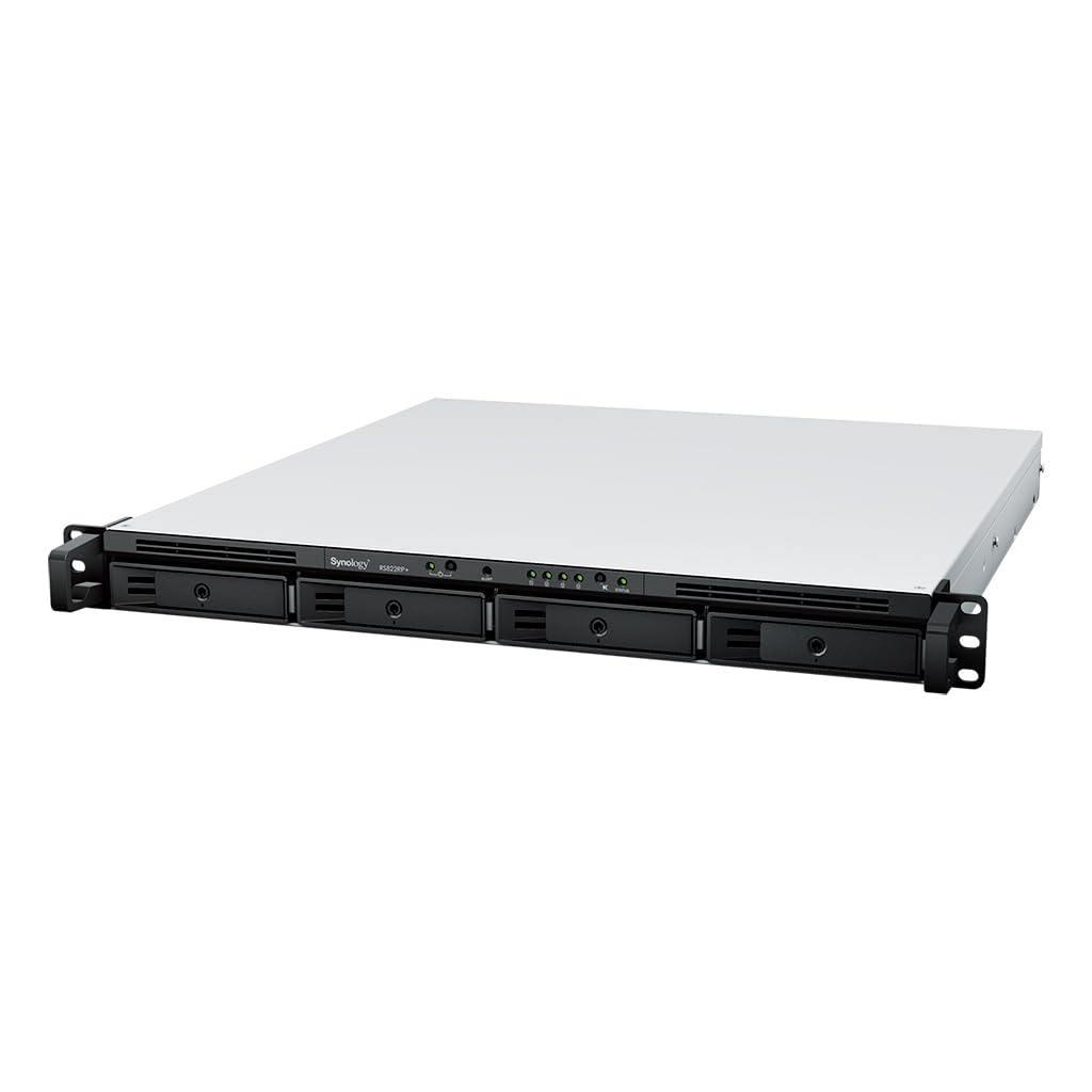 Synology RackStation RS822RP+ NAS Server with Ryzen 2.2GHz CPU, 32GB Memory, 8TB SSD Storage, 4 x 1GbE LAN Ports, Redundant Power, DSM Operating System Bundle with Rail kit