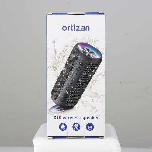 Ortizan Bluetooth Speaker, Portable Wireless Bluetooth Speakers With Led Light, Louder Volume & Enhanced Bass, IPX7 Waterproof, 30H Playtime, Durable Loud Outdoor Speaker for Travel, Sport