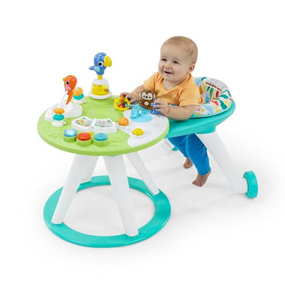 Bright Starts, Around We Go 2-in-1 Walk-Around Activity Centre and Play Table - Tropic Cool, Walker with Music, Lights and Interactive Toys, Removable Seat, Ages 6 Months Plus