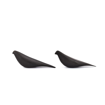 Kaizen Casa Statues Black Acacia Wood Bird Set of 2 Decorative Sculptures for Home Décor, Modern Black Bird Ornaments for Living Room, Office (8.25'' X 2.5'' X 3.25'')