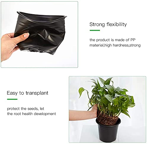 KAHEIGN 50Pcs 15cm Plastic Plant Flower Pots Lightweight Seed Starting Pots Nursery Seedlings Pots Flower Plant Container (15 x 13cm, Black)