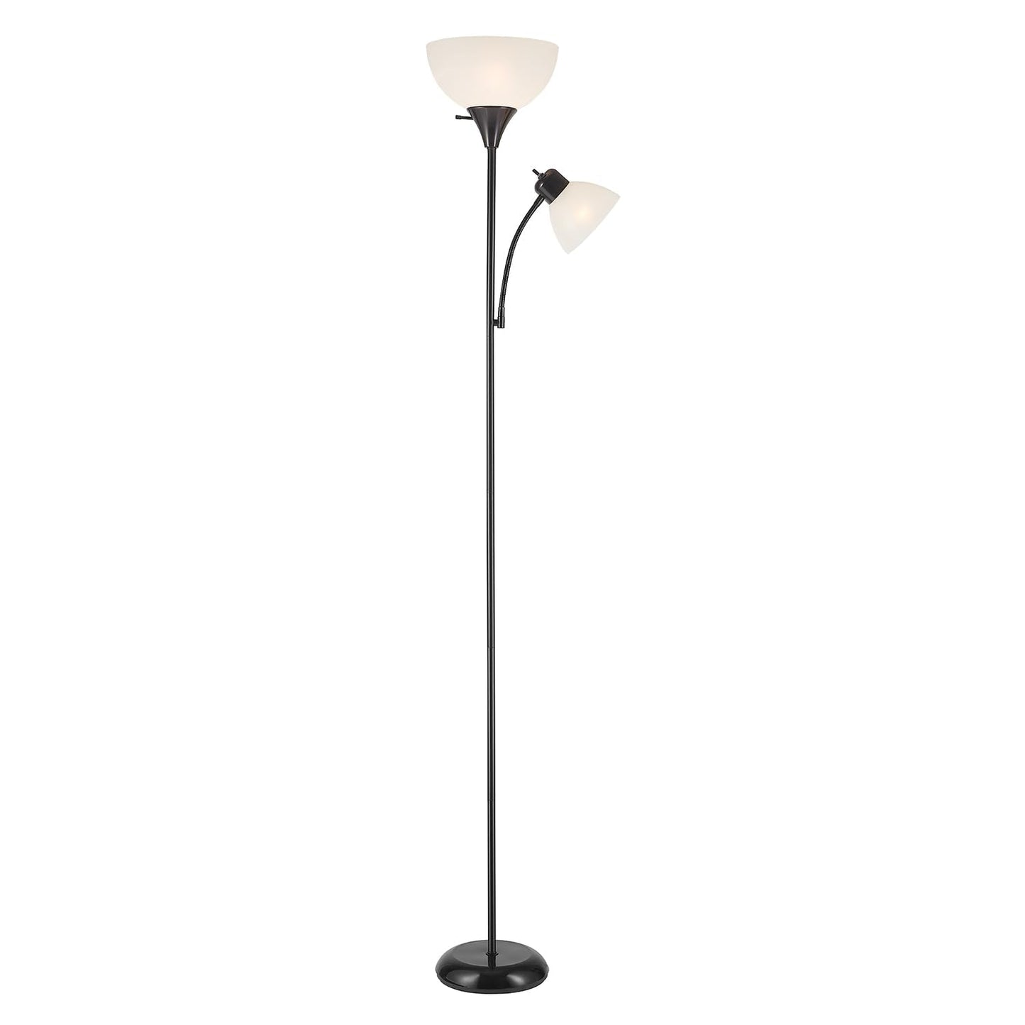 Globe Electric 67135 72" Floor Lamp with Adjustable Reading Light, Bright, Easy-to-Assemble Torchiere for Bedroom, Living Room & Office - Space-Saving Slim Design