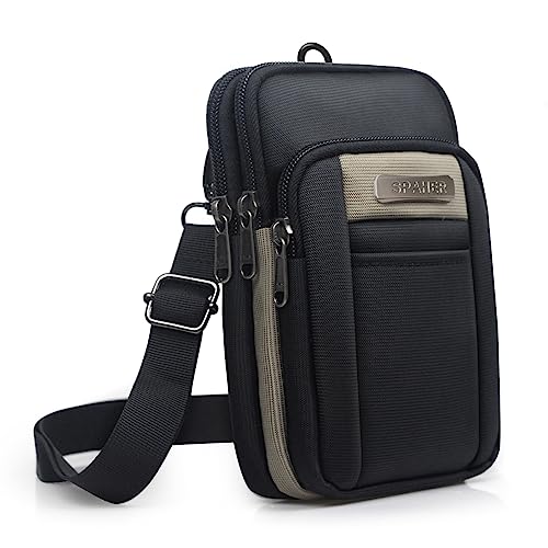 SPAHER Small Men's Side Bag - Outdoor Sports Hiking Waist Pack Crossbody Tactical MOLLE EDC Cellphone Pouch Belt Bum Business Fanny Hip Messenger Sling Travel Gym Bag