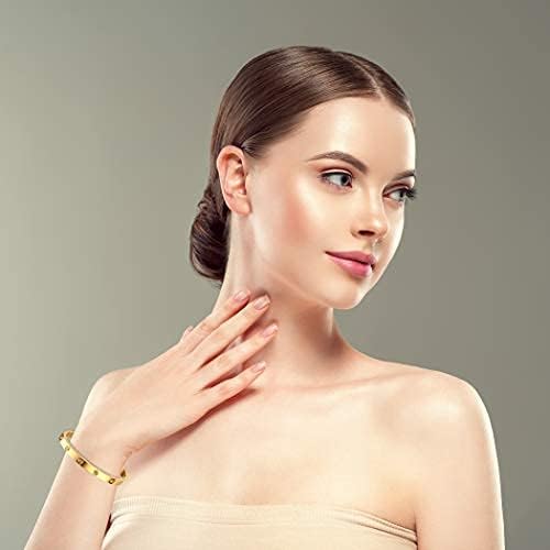 YCSLYW Women's Stainless Steel Bracelet Jewelry Crystal Bracelet With Cube Zircon Hinge Jewelry oval Bangle Christmas Valentines Birthday Gifts for Women (Love Gold)