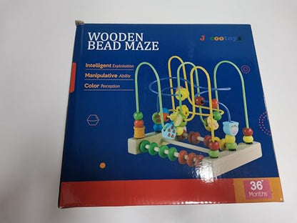 Jacootoys Beads Maze Wooden Roller Coaster Activity Learning Game Preschool Educational Toy Gift for Toddlers