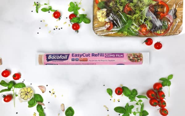 3 x EasyCut Cling Film Refill Rolls for Perfect Food Wrapping Freezing and Microwaving 35cm x 60m