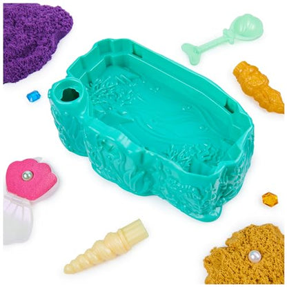Kinetic Sand, Mermaid Crystal Playset, 481g of Play Sand, Gold Shimmer Sand, Storage and Tools, Sensory Toys for Kids Aged 3 and up