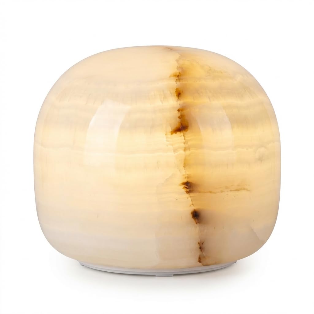 Lierlava Natural Marble Lamp, Cordless Rechargeable, 3-Way Dimmable