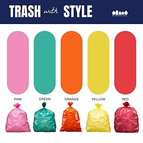 Plasticplace 55-60 gallon Trash Bags │ 1.2 Mil │ Orange Heavy Duty Garbage Can Liners │ 38” x 58” (50 Count)