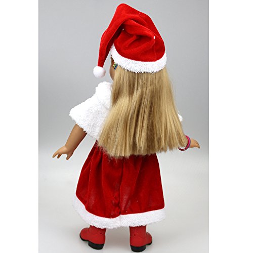 TianBo 18 inch Girl Doll Clothes 3pc Christmas Red Color Including Hat Shawl Dresses Outsuits Fits 18 Inch Girl Dolls, ZKB902