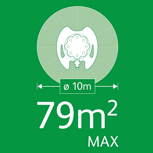 HOZELOCK - Sprinkler Rotating 79 m² : Small-area Base-mounted Spray Sprinkler (ø 10m), Ideal for Small Gardens: 8 Spray Patterns [2515P0000]