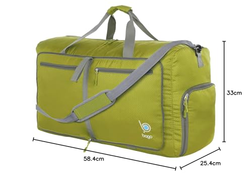 bago Holdall Bags for Men & Women - 60L Spacious Holdall Bag with Shoe Compartment - Save Time & Travel The World in Style & Convenience - Durable, Lightweight & Foldable Duffle Bag (Green)