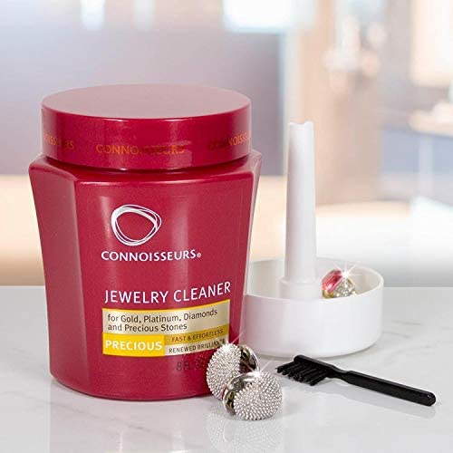 Connoisseurs Jewellery Cleaning Bath - Liquid Cleaner Solution for Gold, Diamonds, Platinum & Precious Stones - Dip Tray & Brush Included - 250ml