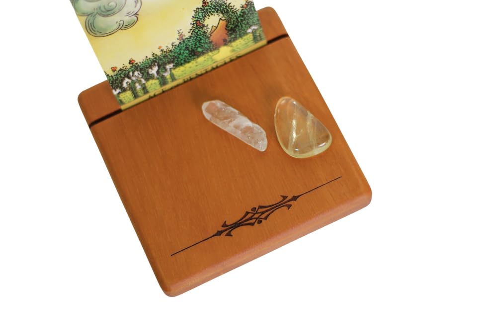 Hecate's Light Tarot Card Stand - Wooden Card Holder - Mahogany Wood Board / Altar Stand for Tarot or Oracle Cards