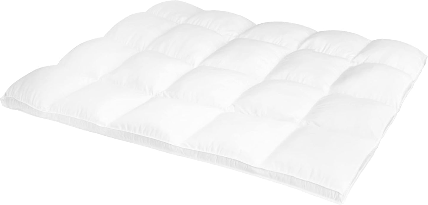 Superior Mattress Topper, Down Alternative, 2 Inch Deep Sized Bed Pillow Top, Comfort Pad, Fluffy Mattress-Topper Protector, Plush Cooling Extra Soft, Hotel Quality, Sleep, All-Season, Twin, White