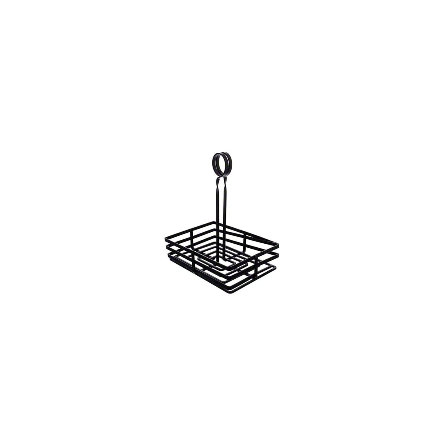American Metalcraft FWC68 Flat Coil Wrought Iron Condiment Rack – Black - Commercial Tabletop Organizer – 8” L x 5-7/8” W x 9-1/4” H - With Center Handle