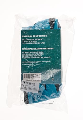 COOLJOB Waterproof Gardening Gloves for Women & Men, 2 Pairs Grip Double Latex Coated Work Gloves with Grip for Motorcycle, Car Washing, Blue & Black, Medium Size (2 Pairs M)