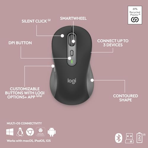 Logitech Signature Slim K950 Wireless Keyboard, Sleek Design, Switch Typing Between Devices, Quiet Typing, Bluetooth, Multi-OS, Windows, Mac, Chrome - Graphite