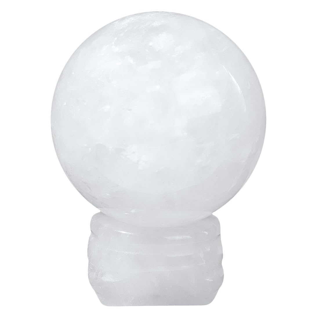 TUMBEELLUWA 1.57" Natural Round Rock Crystal Crystal Ball Sculpture with Stone Stand, Decorative Stone Sphere Figurine for Fengshui, Home Decor and Divination