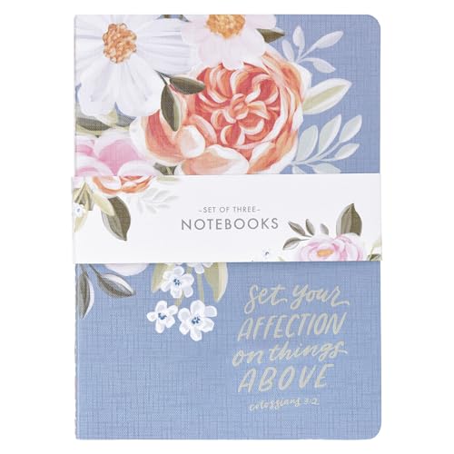 Christian Art Gifts Slim Softcover Scripture Notebooks for Women, Loveall Collection - Inspirational Bible Verse Variety, Durable Cardstock, Pastel Floral Set/3 Large
