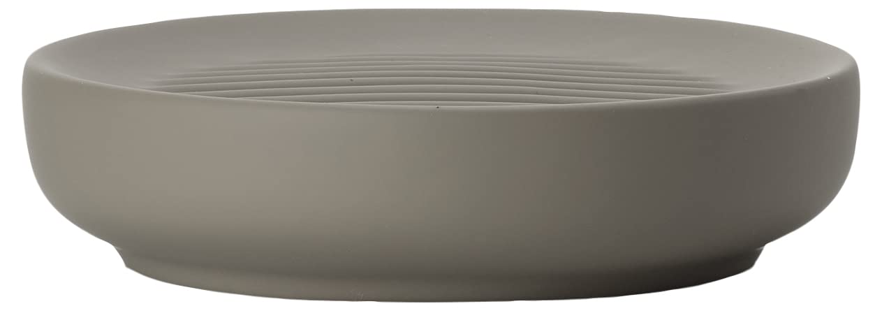 ZONE DENMARK Nova Porcelain Soap Dish with Sophisticated Simplicity Soft Touch Coating - Elevate Your Bathroom Décor, Practical Design, Style and Functionality- (Taupe)