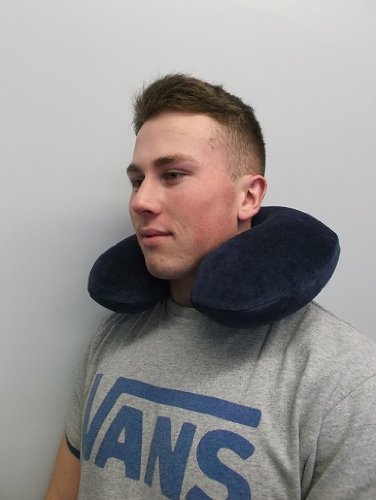 Motionperformance Essentials Super Velour Luxury Memory Foam Comfort Neck Support Cushion (Travelling, Car, Plane, TV, Reading) (Blue)