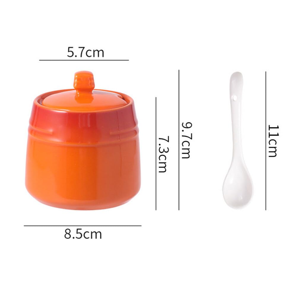 Luxshiny Ceramic Seasoning Jar with Spoon 2.24 Inch Spice Canister for Salt Sugar Condiment Storage Kitchen Container for Home Use
