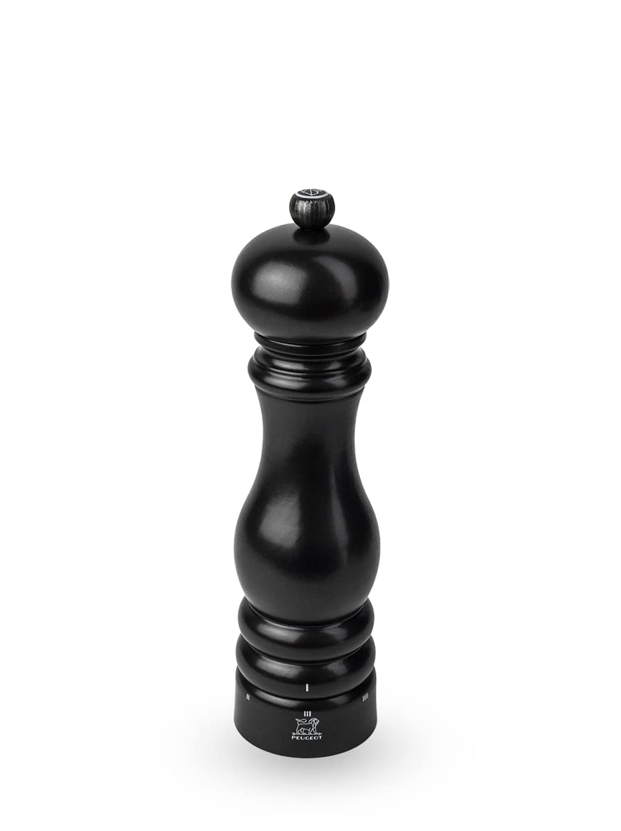 PEUGEOT - Paris u'Select Zirlion Salt Mill, Satin Black, 9 in - Adjustable Grind - Made in France - Sustainably Sourced Wood